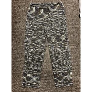 Vintage Elastic Brown+White Warpy Patterned Roberta Pinto Capri Pants Size Small